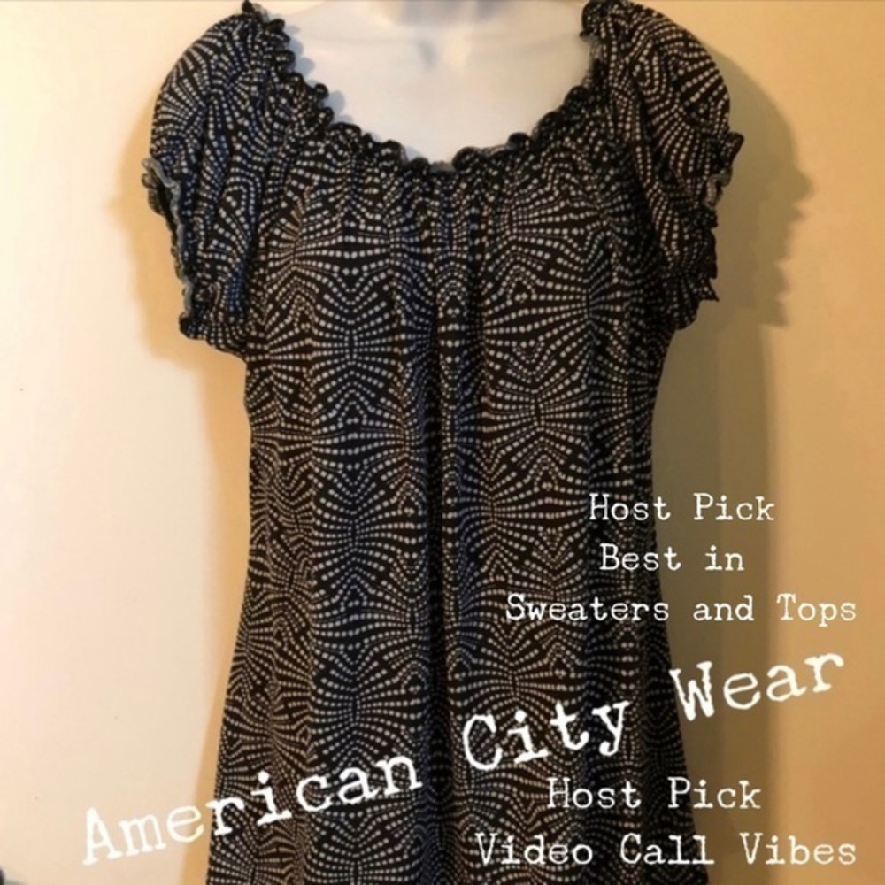 American City Wear, 2X, Black and White Top